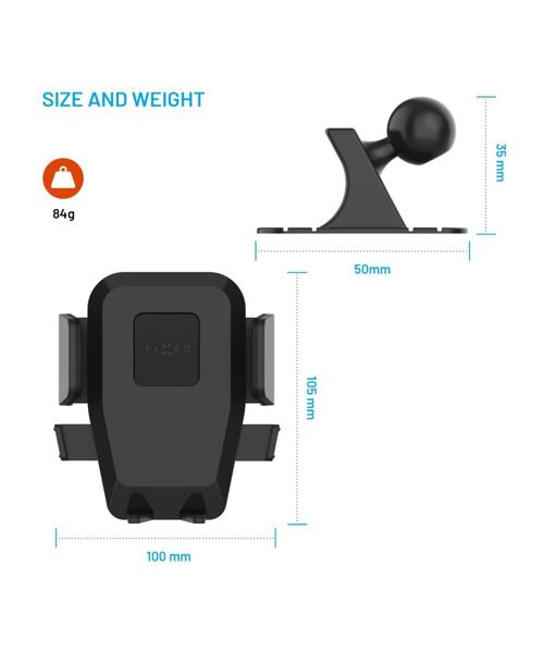 Univerzální držák do auta FIXED Iconiq Dash s nalepovací nohou na palubní desku, černý