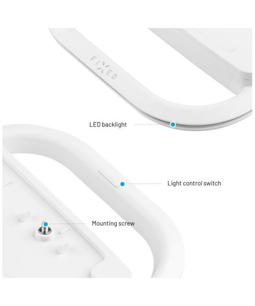 Stojánek FIXED pro PlayStation 5, 5 (Slim) a 5 Pro s RGB LED podsvícením, bílý