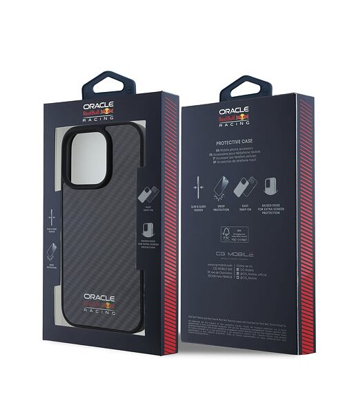 Red Bull Carbon Shiny Logo MagSafe Zadní Kryt pro iPhone 16 Pro Black