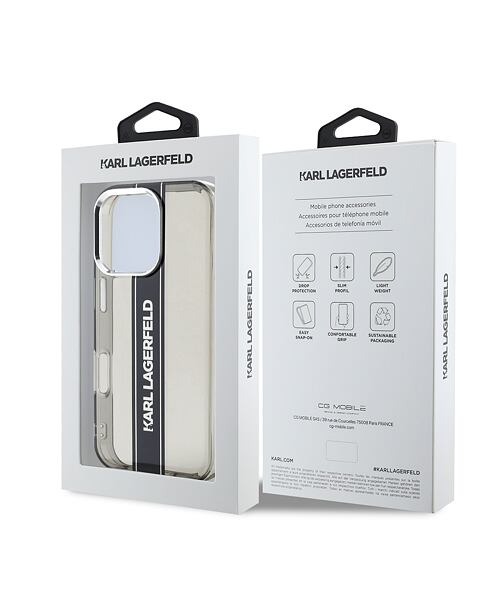 Karl Lagerfeld IML Stripe Logo Zadní Kryt pro iPhone 16 Pro Black