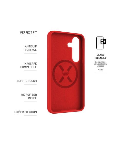 Zadní kryt FIXED MagFlow s podporou MagSafe pro Samsung Galaxy S25, červený