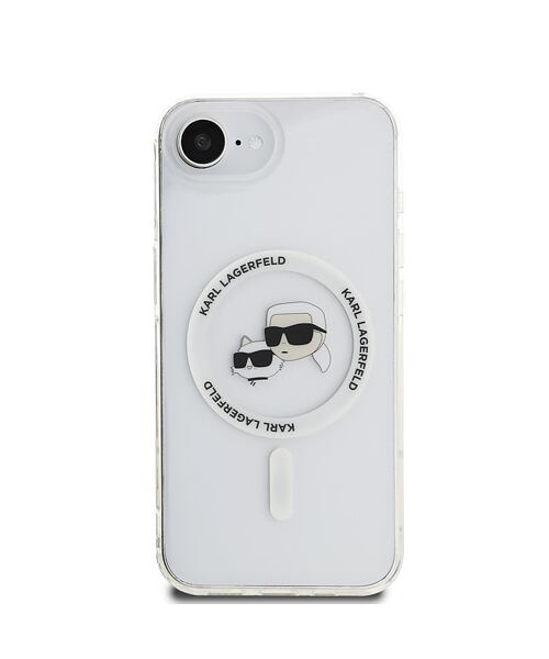 Karl Lagerfeld IML K&CH Heads Metal Frame MagSafe Zadní Kryt pro iPhone 16e Transparent