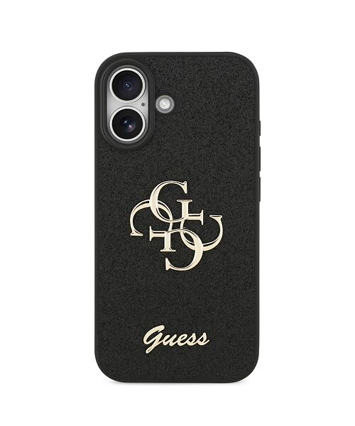 Guess PU Fixed Glitter 4G Metal Logo Zadní Kryt pro iPhone 17 Black