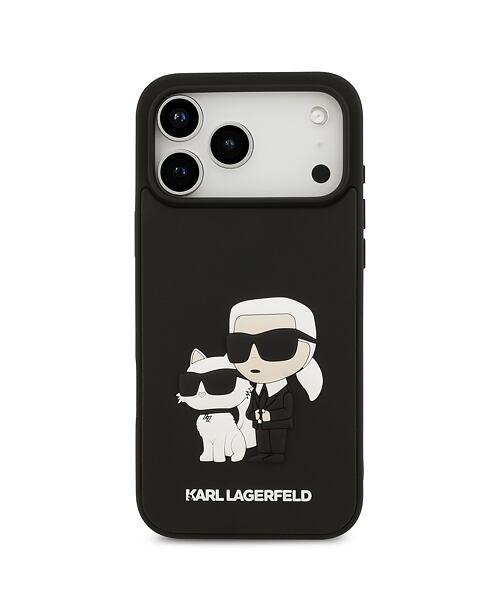 Karl Lagerfeld 3D Rubber Karl and Choupette Zadní Kryt pro iPhone 17 Pro Max Black