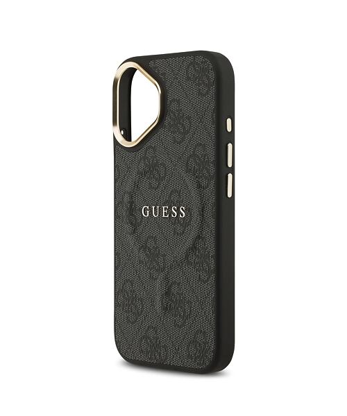 Guess PU Leather 4G Gold Frame MagSafe Zadní Kryt pro iPhone 17 Black