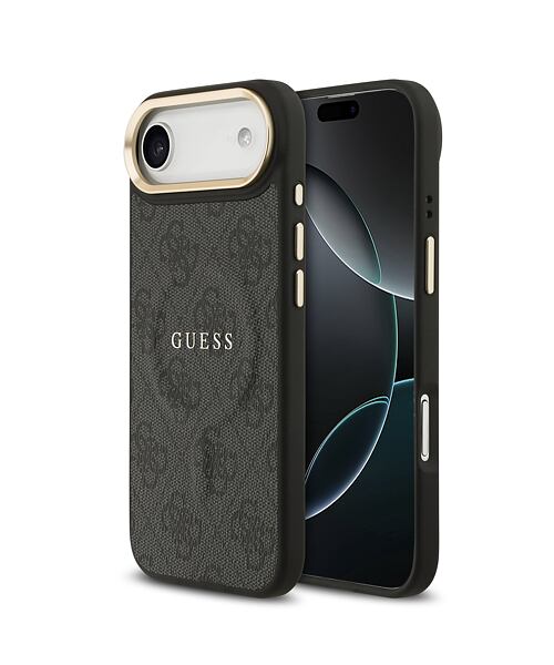 Guess PU Leather 4G Gold Frame MagSafe Zadní Kryt pro iPhone Air Black