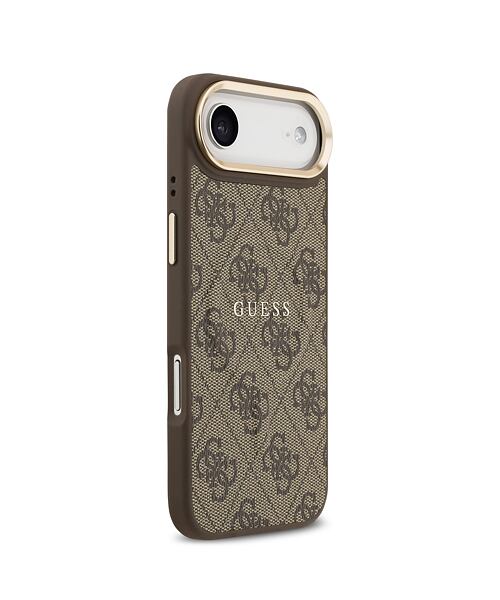 Guess PU Leather 4G Gold Frame MagSafe Zadní Kryt pro iPhone Air Brown
