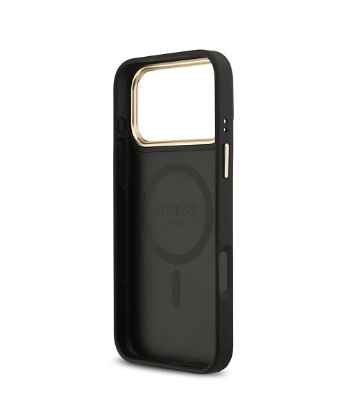 Guess PU Leather 4G Gold Frame MagSafe Zadní Kryt pro iPhone 17 Pro Max Black