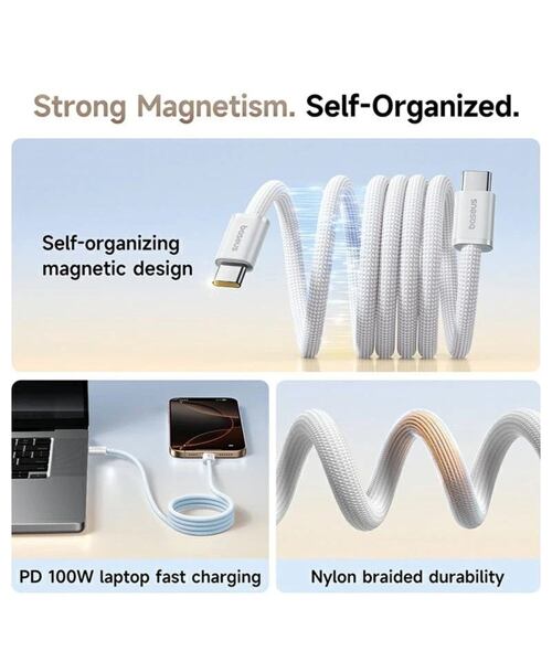 Baseus Dynamic 4 Pro Series Datový Kabel USB-C - USB-C 100W 1m Moon White