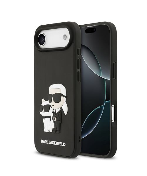 Karl Lagerfeld 3D Rubber Karl and Choupette Zadní Kryt pro iPhone Air Black
