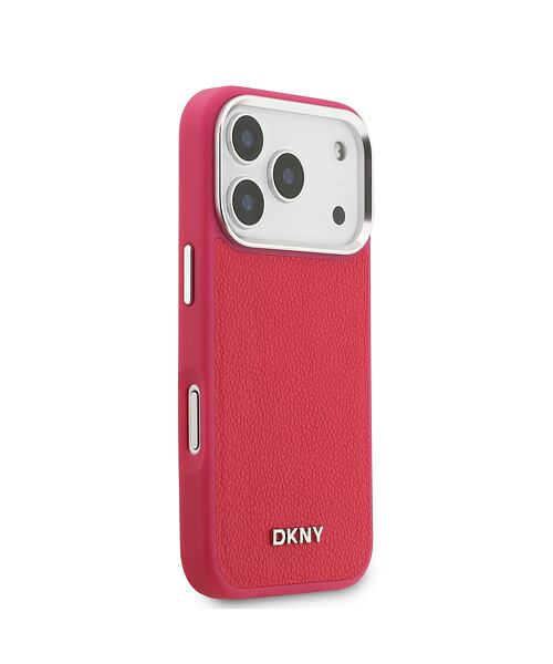 DKNY PU Leather Metal Logo Wrist Chain MagSafe Zadní Kryt pro iPhone 17 Pro Pink