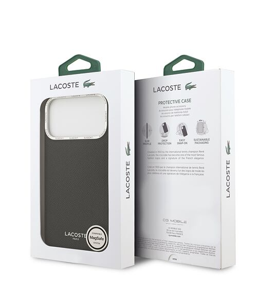 Lacoste PU Leather Champs Elysees MagSafe Zadní Kryt pro iPhone 17 Pro Max Black