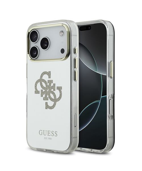 Guess PC/TPU Mirror 4G Glitter Logo MagSafe Zadní Kryt pro iPhone 17 Pro Gold
