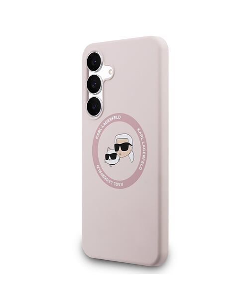 Karl Lagerfeld Liquid Silicone K&CH Heads MagSafe Zadní Kryt pro Samsung Galaxy S25 FE Pink