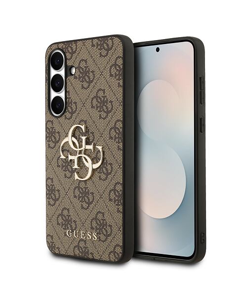 Guess PU 4G Metal Logo Zadní Kryt pro Samsung Galaxy S25 FE Brown