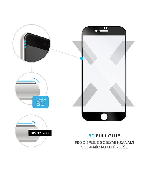 Ochranné tvrzené sklo FIXED 3D Full-Cover Apple iPhone 6/6S/7/8/SE (2020/2022),s lepením přes celý d
