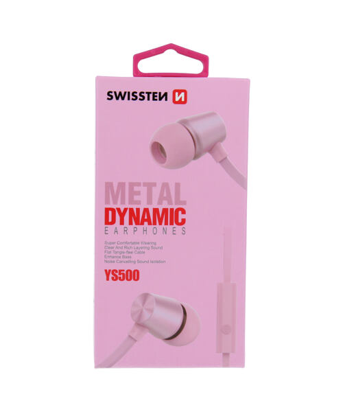 SLUCHÁTKA SWISSTEN EARBUDS DYNAMIC YS500 RŮŽOVO/ZLATÁ