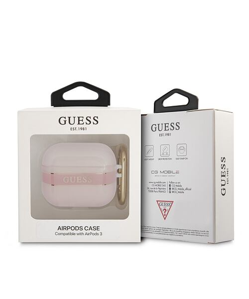 Guess TPU Printed Stripe Pouzdro pro Airpods 3 Pink