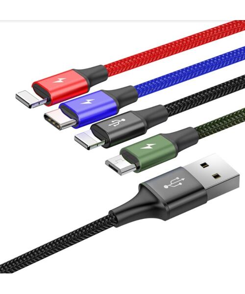 Baseus CA1T4-A01 Fast 4in1 Kabel 2x Lightning, USB-C, MicroUSB 3.5A 1.2m Black