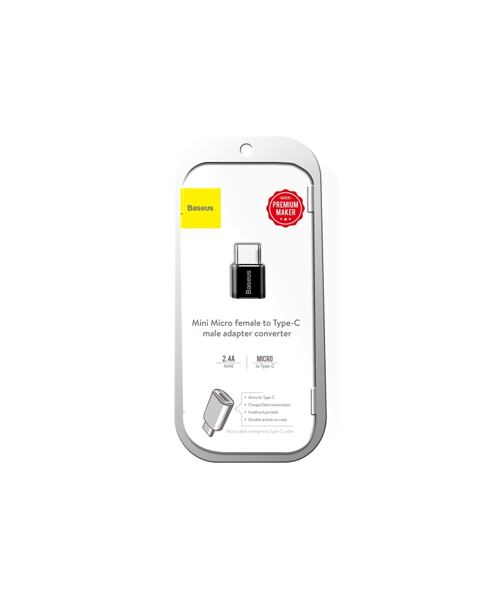 Baseus adaptér z microUSB na USB-C černý