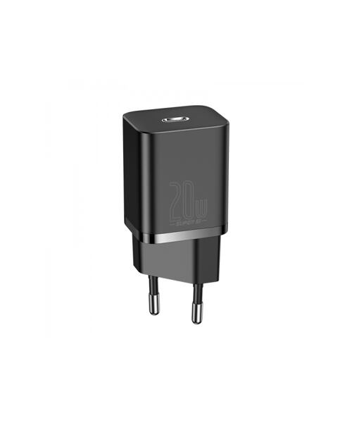Baseus rychlonabíječka do sítě Super Si USB-C PD QC 20W černá s kabelem USB-C/Lightning 1m