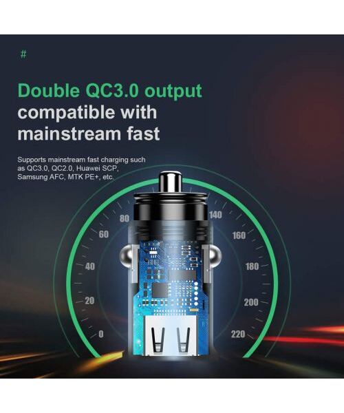 Baseus CCALL-DS01 Square Nabíječka do Auta 2xUSB QC3.0 30W Black