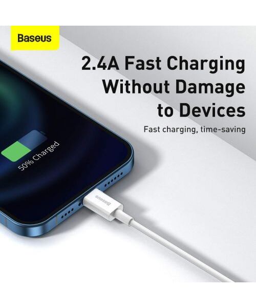 Baseus CALYS-A02 Superior Fast Charging Kabel Lightning 2.4A 1m White
