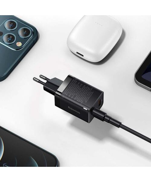 Baseus CCSUPP-E01 Super Si Quick Nabíječka USB + USB-C 30W Black