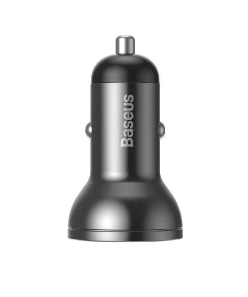 Baseus rychlonabíječka do auta 2xUSB 4,8A 24W s displejem + 3v1 kabel černá