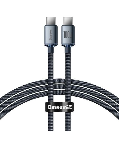 Baseus CAJY000601 Crystal Shine Series Datový Kabel USB-C - USB-C 100W 1,2m Black