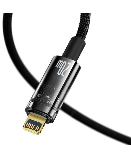Baseus Type-C to Lightning Explorer Series Auto Power-Off Fast Charging Data Cable, 20W, 1m Black (C