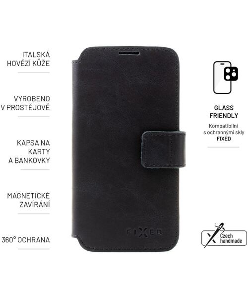 Kožené pouzdro typu kniha FIXED ProFit pro Apple iPhone 14 Pro Max, černé