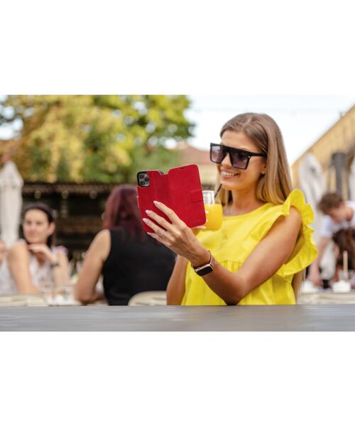 Kožené pouzdro typu kniha FIXED ProFit pro Apple iPhone 13 Pro, červené