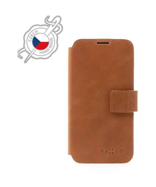 Kožené pouzdro typu kniha FIXED ProFit pro Apple iPhone 13 Pro, hnědé