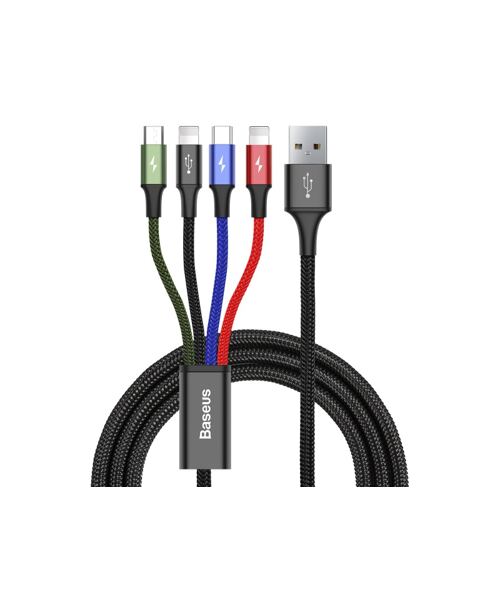 Baseus CA1T4-A01 Fast 4in1 Kabel 2x Lightning, USB-C, MicroUSB 3.5A 1.2m Black