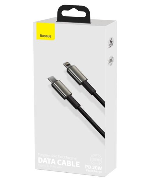 Baseus CATLWJ-01 Tungsten Gold Fast Charge Kabel USB-C to Lightning 20W 1m Black