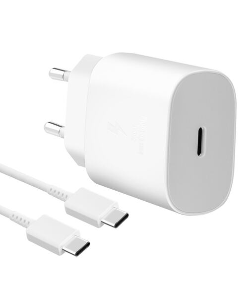 EP-TA800EWE + EP-DA905BWE Samsung 25W Cestovní nabíječka + USB-C/USB-C Datový Kabel White (OOB Bulk)