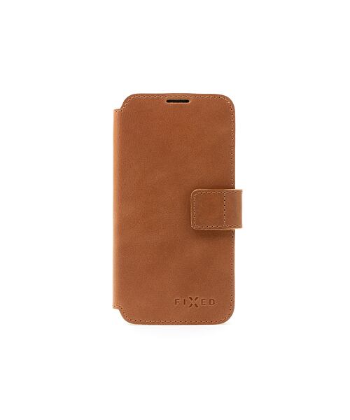 Kožené pouzdro typu kniha FIXED ProFit pro Apple iPhone 13 Pro, hnědé
