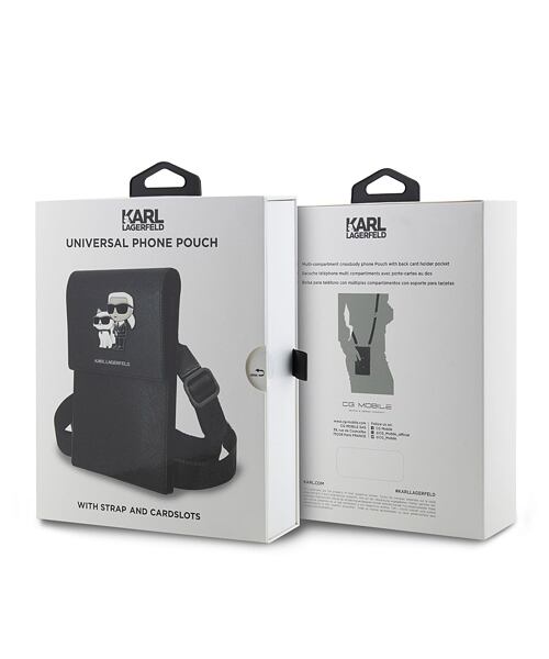 Karl Lagerfeld Saffiano Metal Logo NFT Taška na Telefon Black