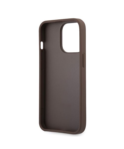 Guess PU 4G Metal Logo Zadní Kryt pro iPhone 13 Pro Brown