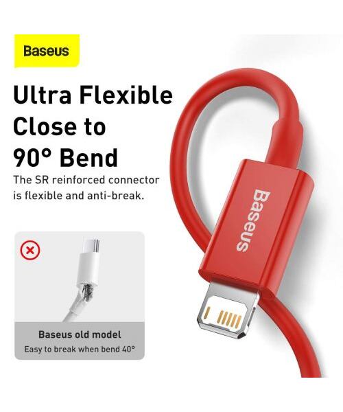 Baseus Lightning Superior Series cable, Fast Charging, Data 2.4A, 1m Red (CALYS-A09)
