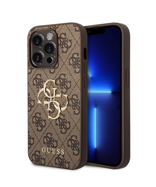 Guess PU 4G Metal Logo Zadní Kryt pro iPhone 15 Pro Max Brown