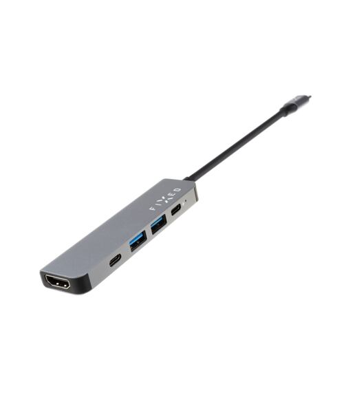 5-portový hliníkový USB-C FIXED HUB Mini pro notebooky a tablety, šedý