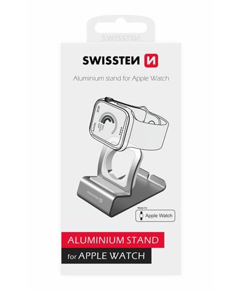 SWISSTEN HLINÍKOVÝ STOJÁNEK PRO APPLE WATCH STŘÍBRNÝ