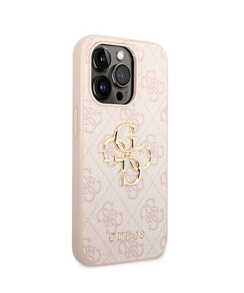 Guess PU 4G Metal Logo Zadní Kryt pro iPhone 15 Pro Max Pink