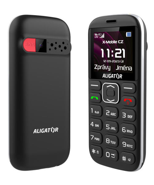 ALIGATOR A720 4G Senior černý + nabíjecí stojánek