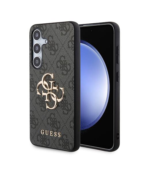 Guess PU 4G Metal Logo Zadní Kryt pro Samsung Galaxy S24+ Grey