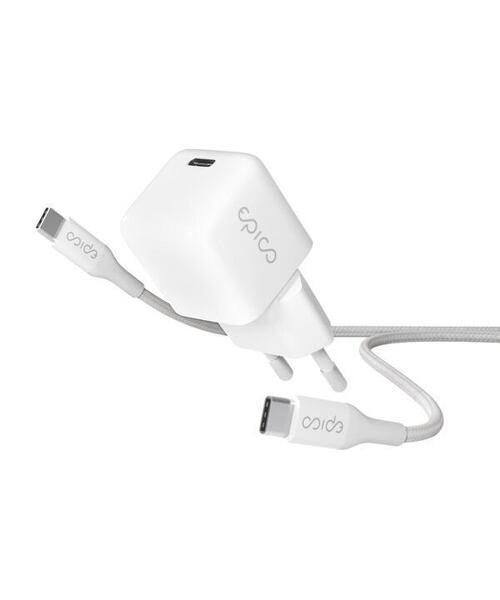 Nabíječka do sítě Epico GaN 30W s kabelem USB-C 1,2m bílá