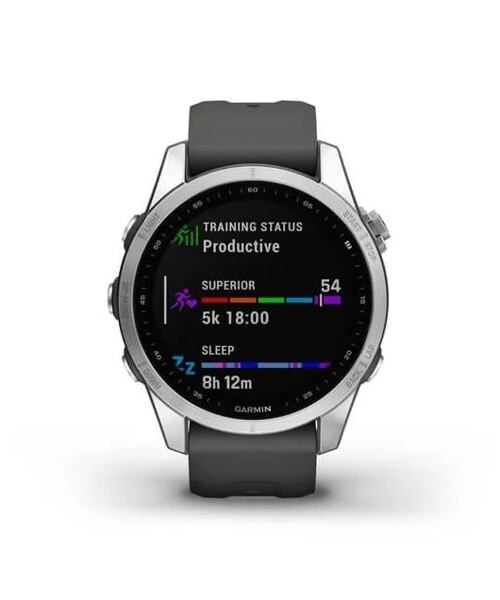 Garmin Fenix 7S Silver Graphite Silicone Band