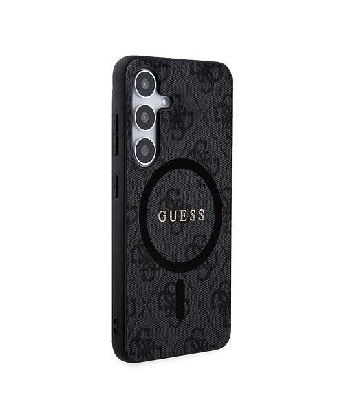 Guess PU Leather 4G Colored Ring MagSafe Zadní Kryt pro Samsung Galaxy S24 Black